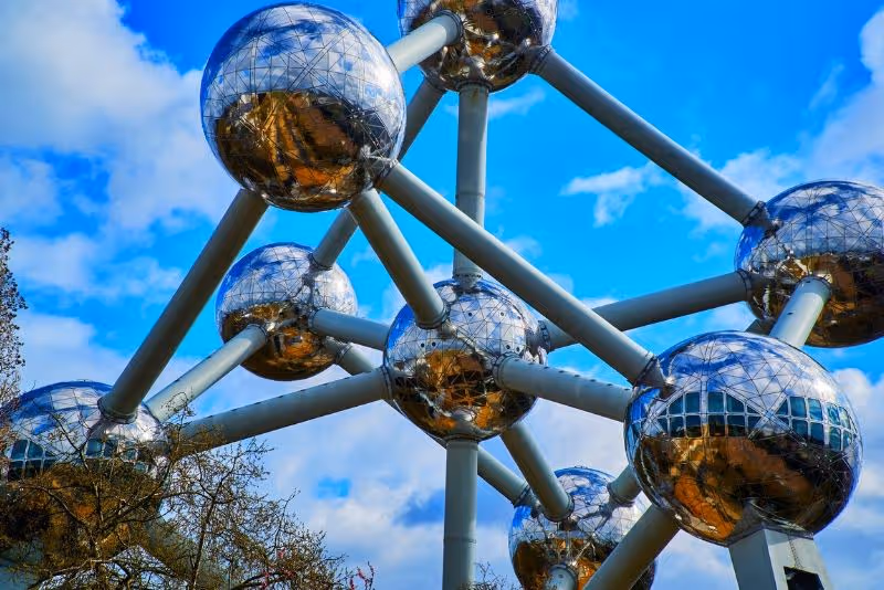 The Atomium in Brussels against a blue sky